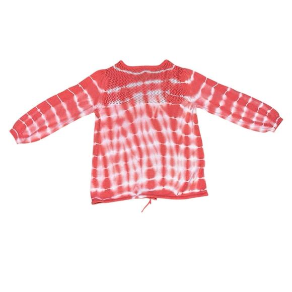Belldini NEW Size Large New Coral and White Tie Dye Open Knit Pullover Sweater - Picture 4 of 12
